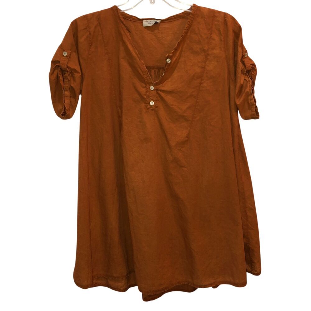 Marisima Womens One Size Italy Relaxed Boho-Chic Lagenlook Tunic Top Neutral